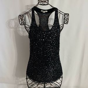 Black Sequin Tank with Racer Back - NWOT